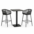 Bartisch-Set quadratisch Schwarz Metall 70x70 cm
