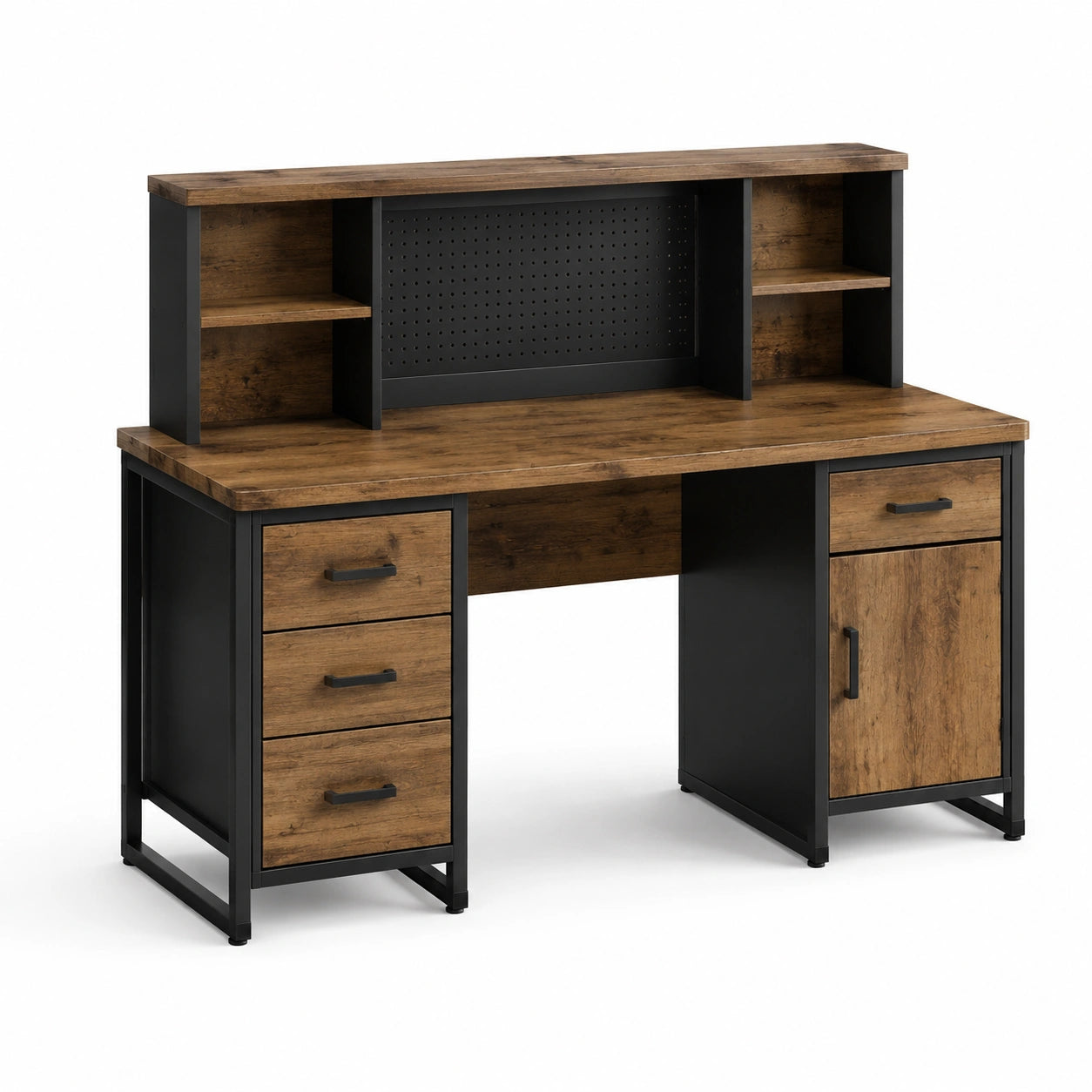 Holzschreibtisch mit Regal und Metallrahmen 120x60x150 cm