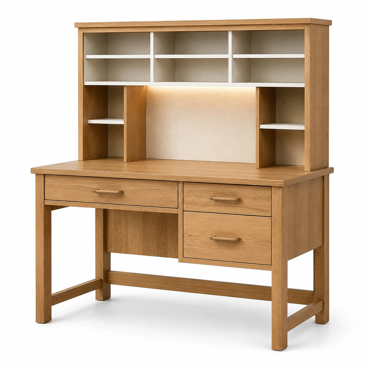 Rechteckiger Eichenholztisch mit Regal 120cm x 60cm x 150cm