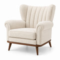 Sessel Bouclé Stoff Massivholz Beige 85x92x88 cm