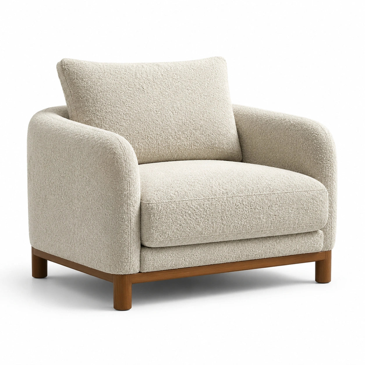 Sessel aus Bouclé Beige mit Holzrahmen 85x90x90 cm