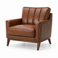 Sessel Holzrahmen Leder Braun