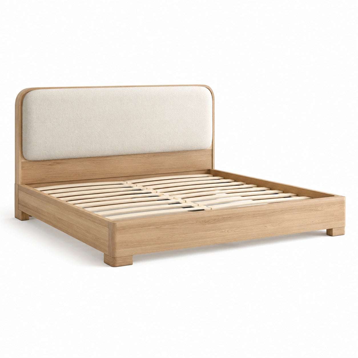 Doppelbett aus Eichenholz mit Polyester-Kopfteil 200x180 cm
