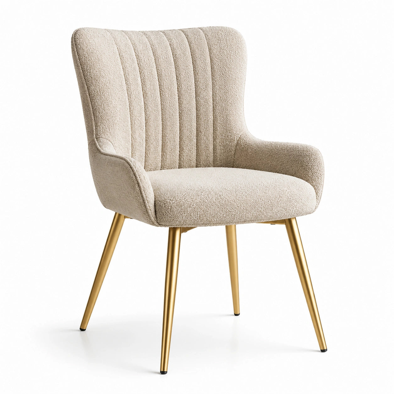 Esszimmerstuhl Bouclé Beige mit Metallbeinen