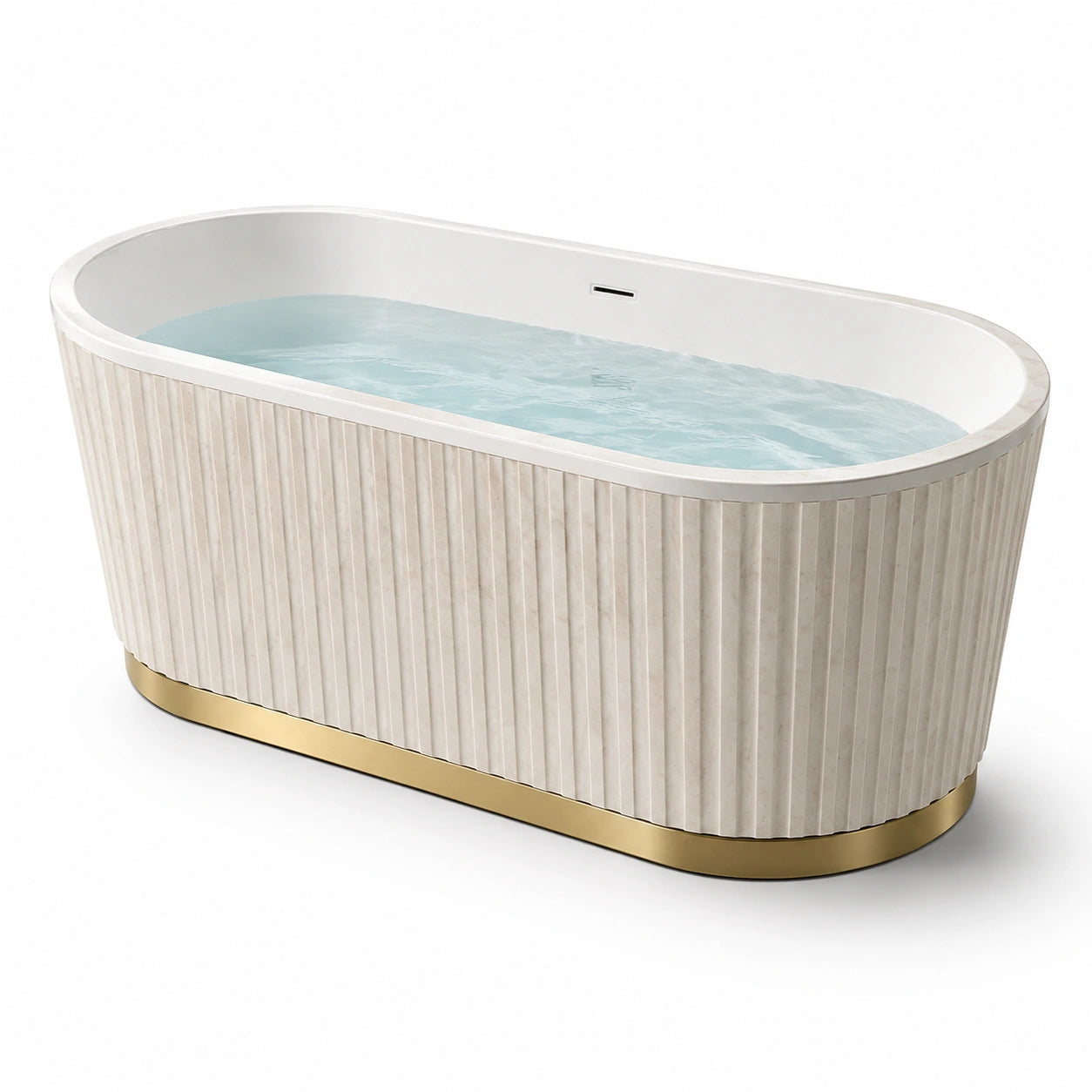 Freistehende Badewanne Oval Beige Keramik 170x75x60cm