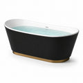 Freistehende Badewanne Acryl Schwarz mit Goldsockel