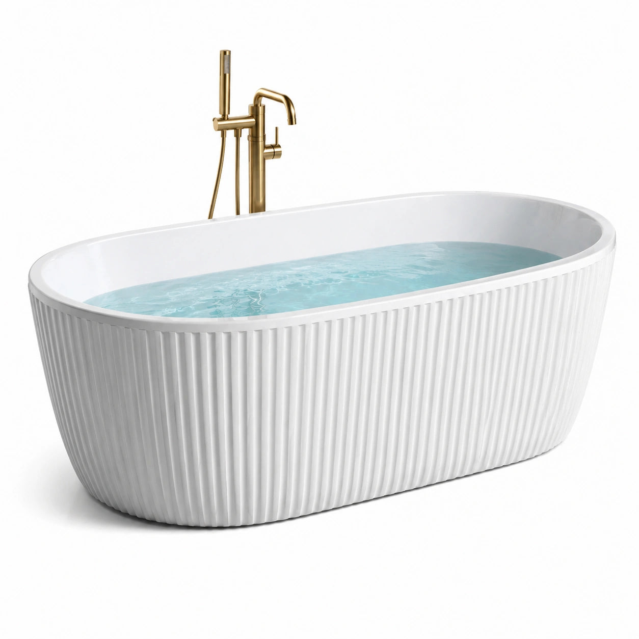 Freistehende Badewanne oval Acryl Weiß 170x75x58cm