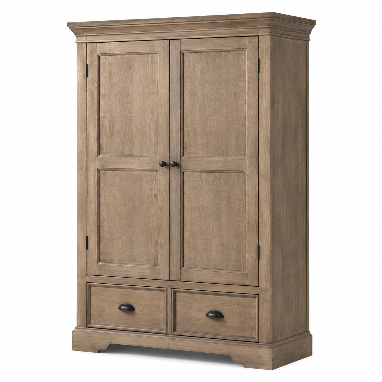 Eiche Kleiderschrank mit 2 Türen und 2 Schubladen 120x60x200 cm