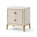 Nachttisch mit 2 Schubladen aus MDF und Metall in Creme und Gold