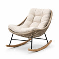 Rattan-Schaukelstuhl mit Metallgestell Beige
