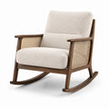 Schaukelstuhl aus Walnussholz und Bouclé in Beige